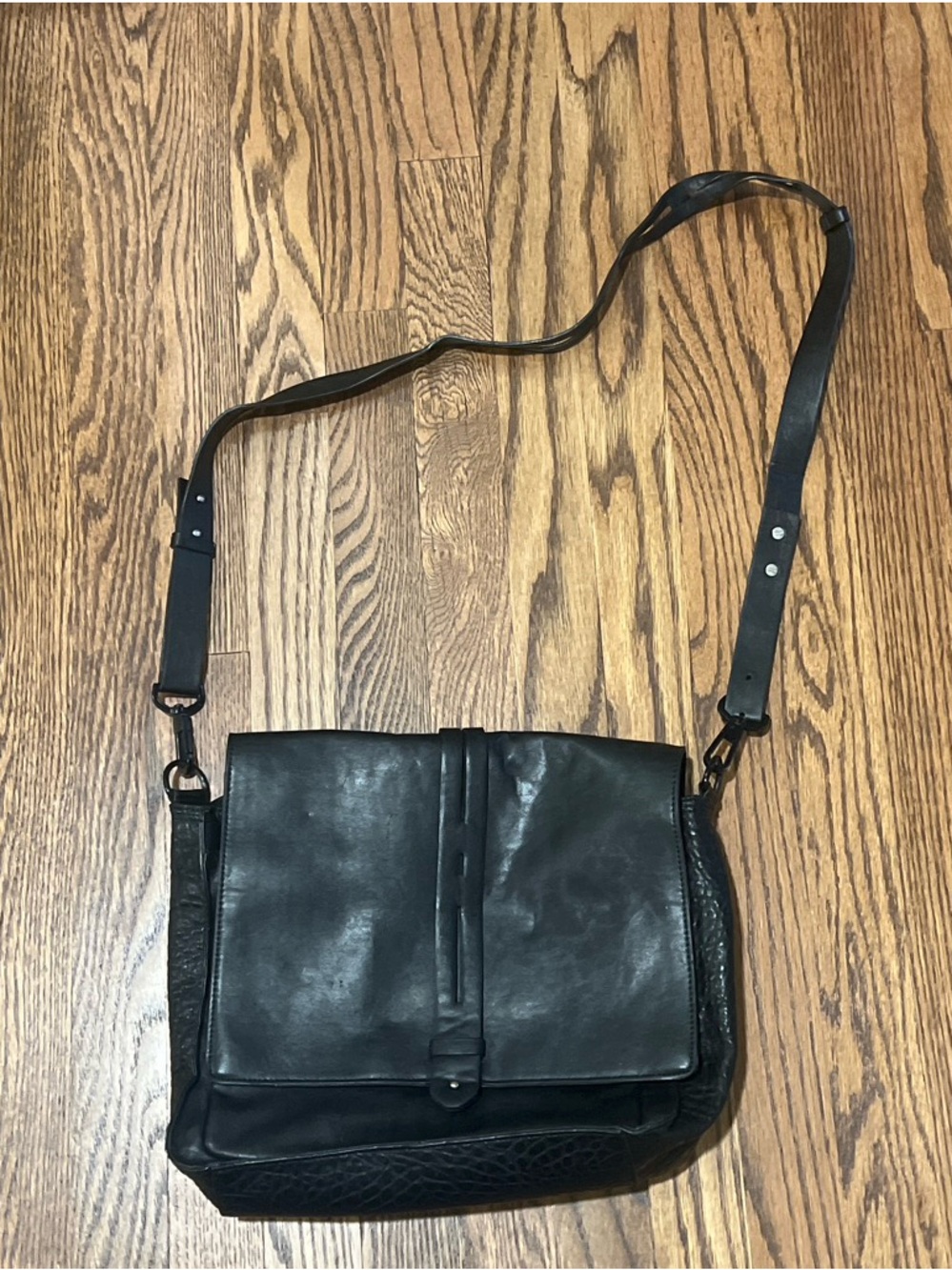 French Connection Black Leather Crossbody Bag - Classic Everyday Purse